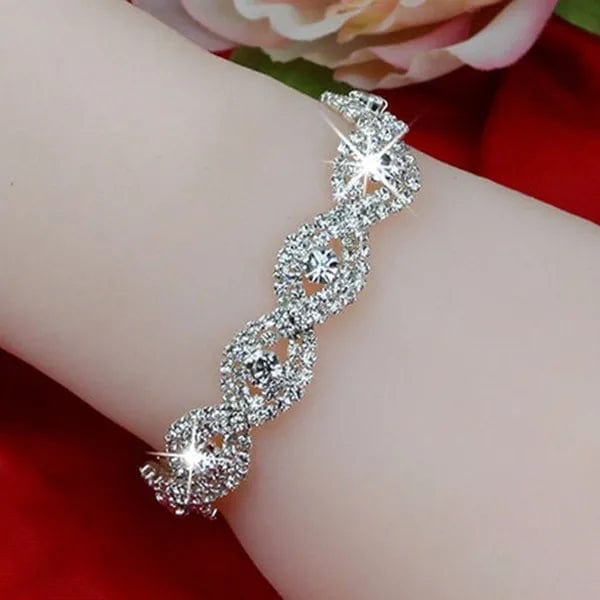  Showlu Fashion Store silver Delysia King Women Elegant Luxury Bracelet Ladies Unlimited Rhinestone Wrist Chain Birthday Party Gifts (color: Silver)