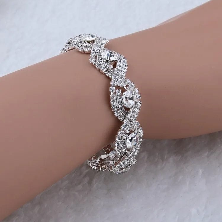  Showlu Fashion Store silver Delysia King Women Elegant Luxury Bracelet Ladies Unlimited Rhinestone Wrist Chain Birthday Party Gifts (color: Silver)