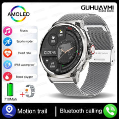  Showlu Fashion Store Silver Mesh Belt / 710mAh KAVSUMI 1.85 Inch HD Bluetooth Call Smart Watch Men Sports Fitness Tracker Watch Heart Monitor 710mAh Smartwatch For Android IOS