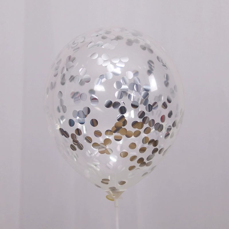 Showlu Fashion Store Silver sequins balloon (5 pieces)(Without bracket) Candy Series Theme Macaron Color Color Strip Fragments Transparent Paper Scrap Balloon Birthday Scene Setting Props