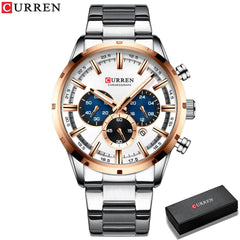 SHOWLU FASHION STORE Silver white box / CHINA Curren Men's Watch Blue Dial Stainless Steel Band Date Mens Business Male Watches Waterproof Luxuries Men Wrist Watches for Men