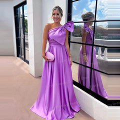 SHOWLU FASHION STORE Simple Colorful Evening Dresses Woman's A Line Sexy Bow Sleeveless Prom Growns One Shoulder Fashion Celebrity Party Vestido Gala