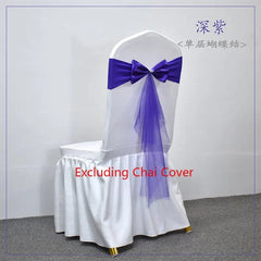 Showlu Fashion Store Single Bow Da Purple / 50pcs 10 50pcs Spandex Chair Sashes with Gauze Wedding Lycra Chair Band Stretch Chair Bows For Banquet Party Event Decoration Supplies