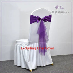 Showlu Fashion Store Single Bow Funshia / 50pcs 10 50pcs Spandex Chair Sashes with Gauze Wedding Lycra Chair Band Stretch Chair Bows For Banquet Party Event Decoration Supplies