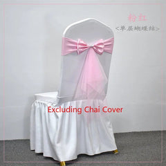 Showlu Fashion Store Single Bow Pink / 50pcs 10 50pcs Spandex Chair Sashes with Gauze Wedding Lycra Chair Band Stretch Chair Bows For Banquet Party Event Decoration Supplies