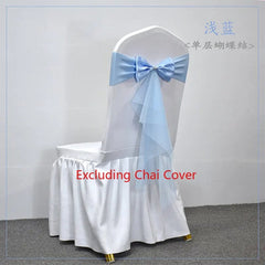 Showlu Fashion Store Single Bow Sky Blue / 50pcs 10 50pcs Spandex Chair Sashes with Gauze Wedding Lycra Chair Band Stretch Chair Bows For Banquet Party Event Decoration Supplies