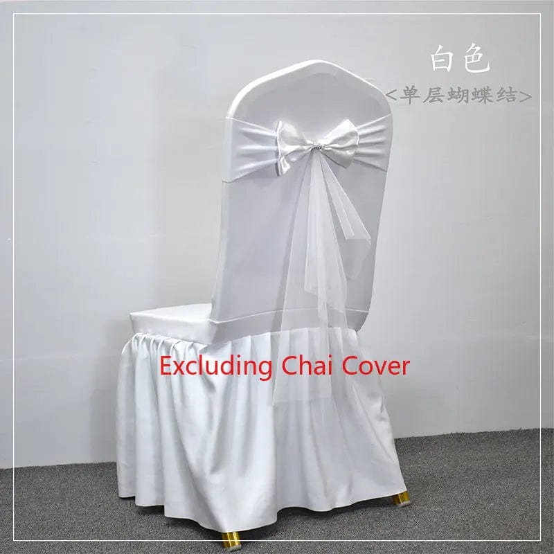 Showlu Fashion Store Single Bow White / 50pcs 10 50pcs Spandex Chair Sashes with Gauze Wedding Lycra Chair Band Stretch Chair Bows For Banquet Party Event Decoration Supplies