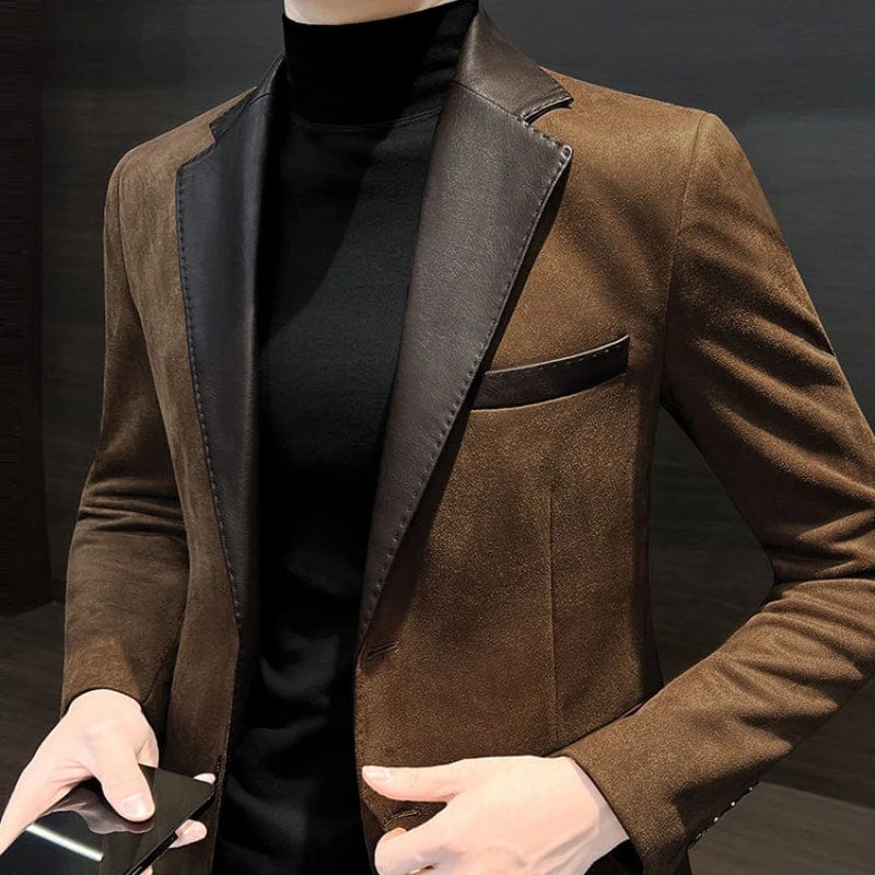 SHOWLU FASHION STORE Single Breasted Splicing New In Jacket for Men Vintage Coats Luxury Designer High Quality Spring Clothes Man Suits and Blazers