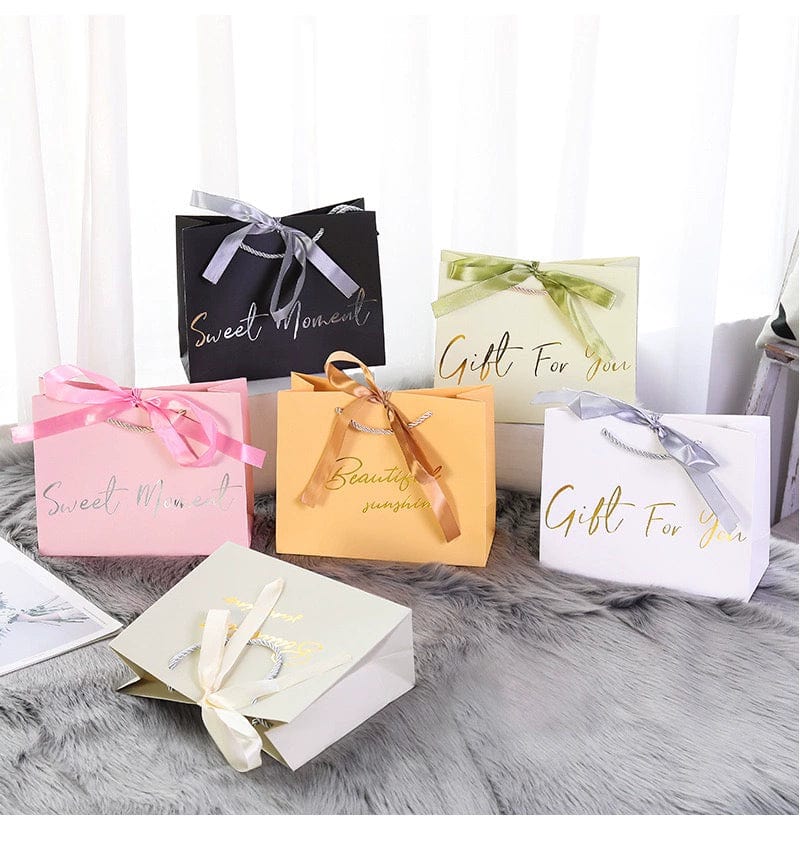 SHOWLU FASHION STORE Six-color gift bag 6 Pack / Medium 24.5*9.5*19.5cm Gift Bag Tote Bag Gift Birthday Gift Mother's Day Paper Packaging Bags Minimalist Box Fancy