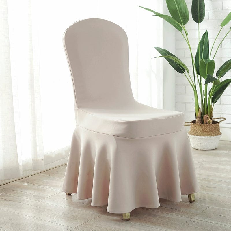  Showlu Fashion Store Skin Color Air layer Sun skirt chair cover Thickened Air Layer Conference Hotel White Banquet Elastic Chair Cover Hotel Dedicated for Home Use and Restaurants Chair Cover One-Piece