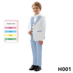  Showlu Fashion Store Sky Blue / 14T Hot Sale Classic 4PCS Suit For Boys Elegant Sky Blue Suit Set Smart Single Breasted Boy's Suit Blazer Vest And Pants For Party