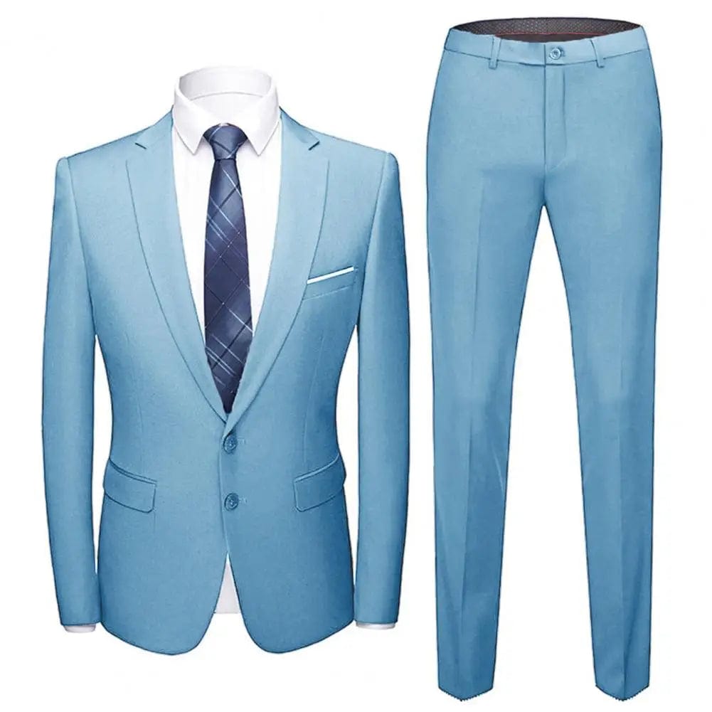  Showlu Fashion Store Sky Blue / 3XL Wedding Suit For Men Set Elegant Blazers Formal 2 Pieces Full Jackets Pants Classic Business Coats 2024