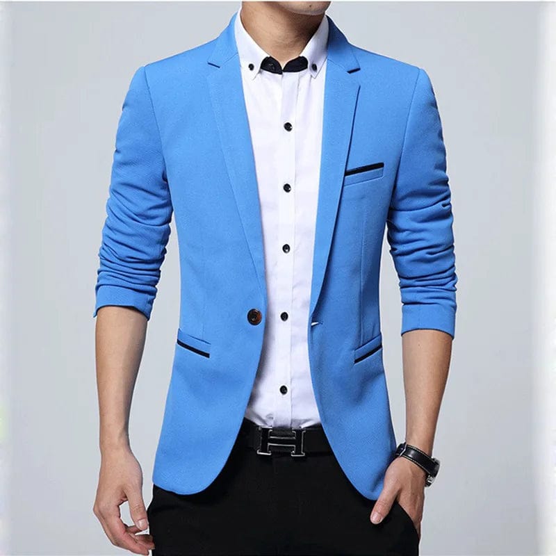 SHOWLU FASHION STORE SKY BLUE / 5XL (87-93KG) Brand Men's Casual Blazer 2024 Autumn New Fashion Slim Business Suit Coat Gentleman High-quality Men's Clothing Homme M~5XL