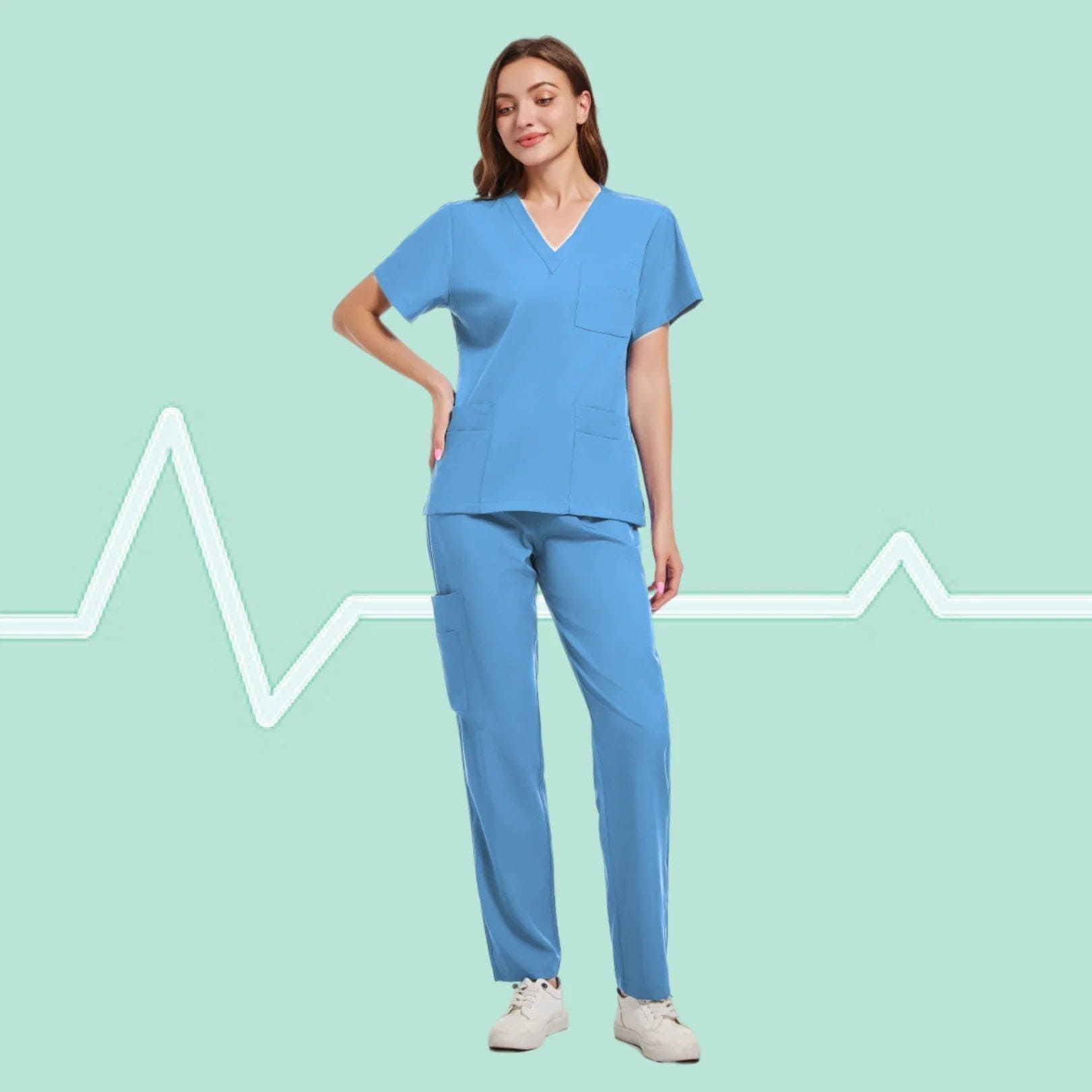 SHOWLU FASHION STORE Sky Blue / M High Quality Uniforme Medical Nurse Uniform Scrub Set Women and Men's Modern V-Neck Top and Pant Hospital Workwear Doctor Suits