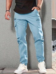 SHOWLU FASHION STORE SKY BLUE / XL Men trousers Side Pockets Cargo Harem Pants Zipper Black Hip Hop Casual Male Joggers Trousers Fashion Casual Streetwear Pants