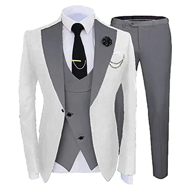 SHOWLU FASHION STORE Slim Fit Formal Men Suits For Wedding Solid Color Wide Notched Lapel Groom Tuxedo 3 Pcs Male Fashion Jacket With Vest Pants 2024