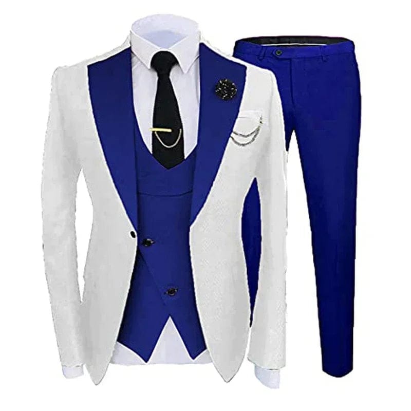 SHOWLU FASHION STORE Slim Fit Formal Men Suits For Wedding Solid Color Wide Notched Lapel Groom Tuxedo 3 Pcs Male Fashion Jacket With Vest Pants 2024