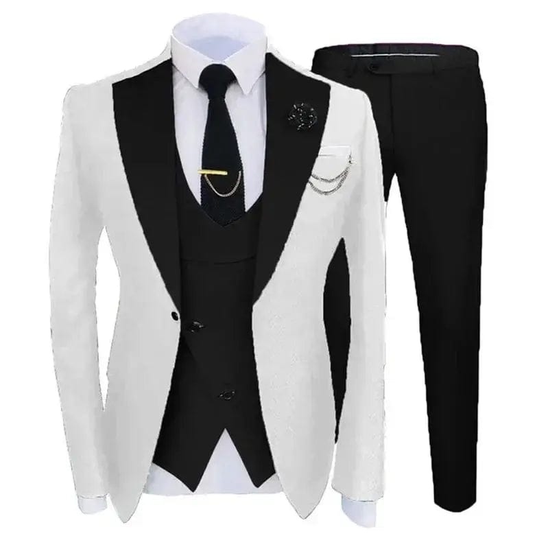 SHOWLU FASHION STORE Slim Fit Formal Men Suits For Wedding Solid Color Wide Notched Lapel Groom Tuxedo 3 Pcs Male Fashion Jacket With Vest Pants 2024