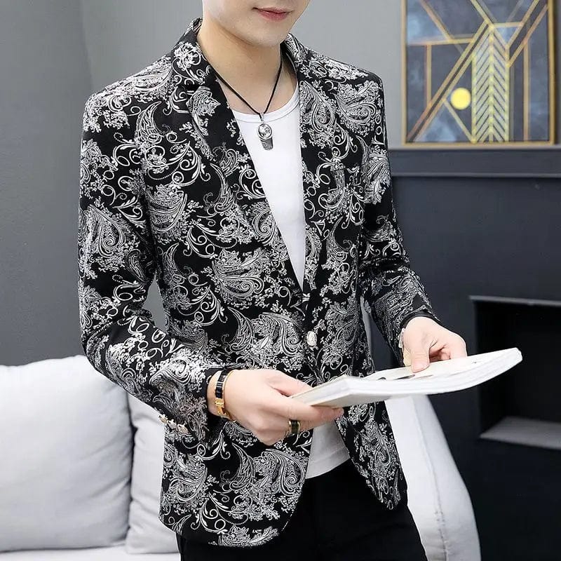 SHOWLU FASHION STORE Slim Fit Jacket for Men Party Luxury Man Suits and Blazers Thin Golden Clothing Fashionable Coats Korean Style Clothes Spring