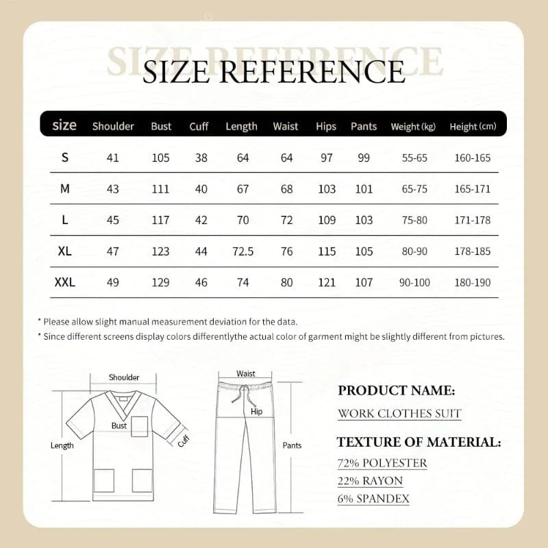 SHOWLU FASHION STORE Slim Fit Medical Scrubs Uniform Women Scrub Sets Nursing Accessories Hospital Surgery Gowns Dental Clinic Beauty Salon Workwear