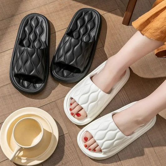  Showlu Fashion Store Slippers 2024 new summer Mens indoor home eva thick bottom bathroom non-slip anti-odor couple sandals drag soft diamond stripe