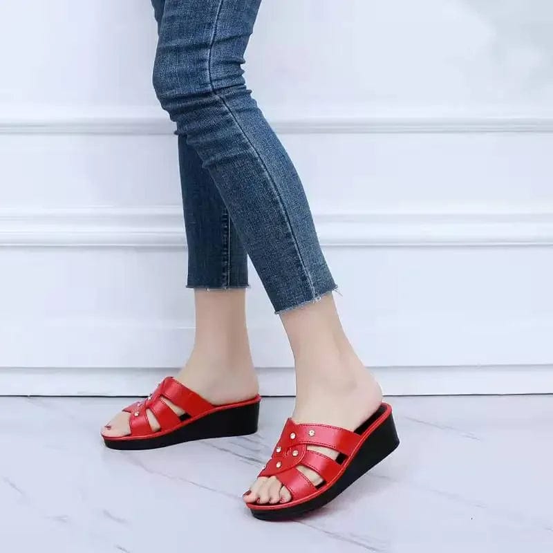  Showlu Fashion Store Slippers Platform Wedges Women  Sandals Summer Female Mules Clogs Beach Shoes Thick Bottom Non-Slip Solid Chaussures2023