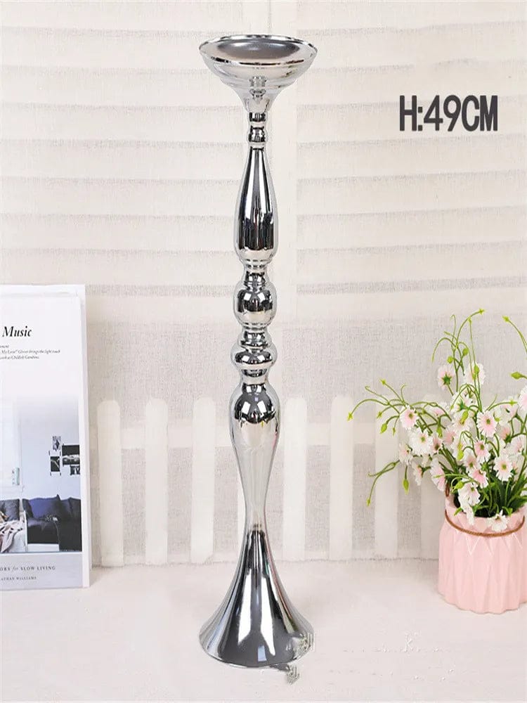  Showlu Fashion Store sliver 49cm Metal Candle Holders Flowers Vase Candlestick Centerpieces Road Lead Candelabra Centerpieces Wedding porps Christmas decoration