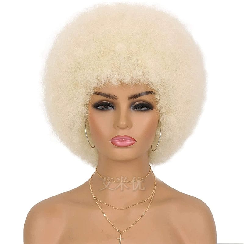 SHOWLU FASHION STORE Small Explosion 12inch-Platinum# Wig Afro Black African Fluffy Short Small Roll Full Top Wig Light Sister Ice Spice Same Style