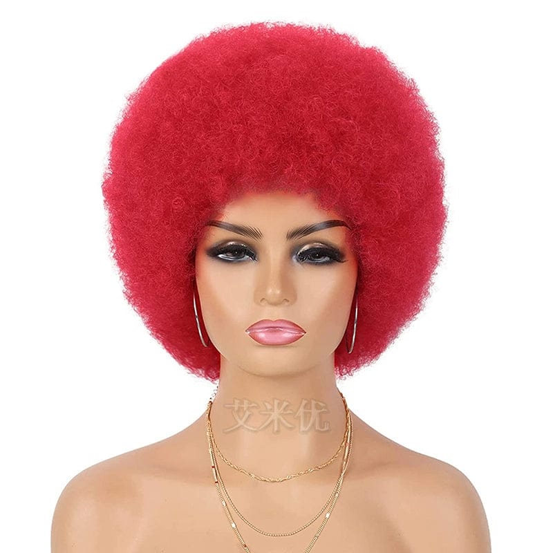 SHOWLU FASHION STORE Small Explosion 12inch-Red Wig Afro Black African Fluffy Short Small Roll Full Top Wig Light Sister Ice Spice Same Style