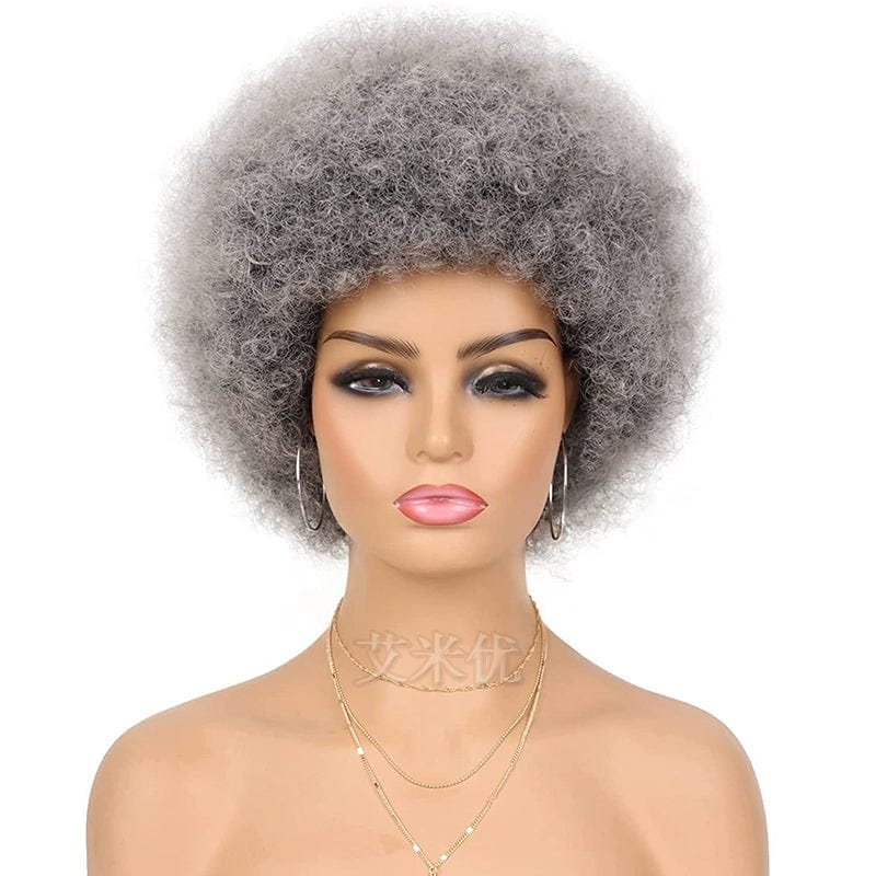 SHOWLU FASHION STORE Small explosion 12inch-T Ash Wig Afro Black African Fluffy Short Small Roll Full Top Wig Light Sister Ice Spice Same Style