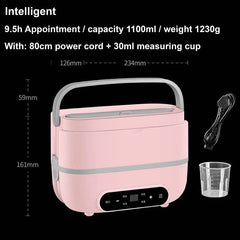 Showlu Fashion Store Smart pink / CHINA / EU 1100ml Smart Electric Lunch Box Office Keep Warm Heated Lunch Box Water-free Appointment Breakfast Machine Food Heater 220V