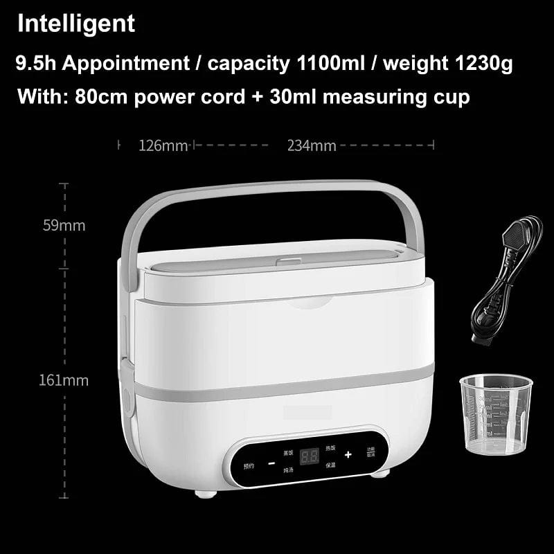 Showlu Fashion Store Smart white / CHINA / UK 1100ml Smart Electric Lunch Box Office Keep Warm Heated Lunch Box Water-free Appointment Breakfast Machine Food Heater 220V