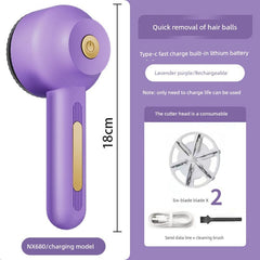  Showlu Fashion Store Smoked clothes purple [filling and inserting dual-use] × 2 cutter heads Fur Ball Trimmer Lady Shaver Clothes Pilling Hair Ball Trimmer For Home Rechargeable Scraping Hair Remover Removal Ball Handy Gadget