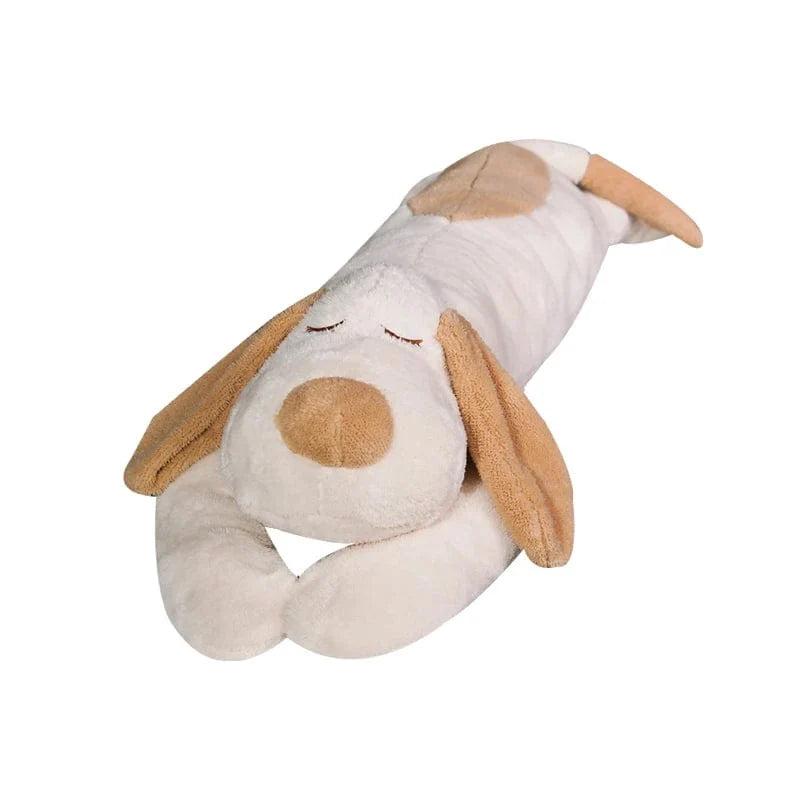 Soft kawaii biscuit puppy plush pillow from SHOWLU, a long stuffed dog doll perfect for cuddling and gifting for kids or loved ones.