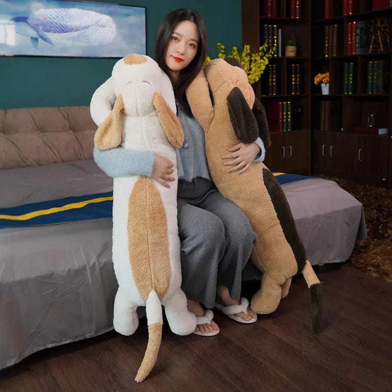 Soft kawaii Biscuit Puppy plush pillow from SHOWLU FASHION STORE, a long stuffed dog doll for comfort and cuddling.