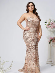 SHOWLU FASHION STORE Spaghetti sStrap V-neck Cocktail pParty Dress Sequins Plus Size Mermaid Backless Slim Fit Evening Dress Sexy Ball Dress