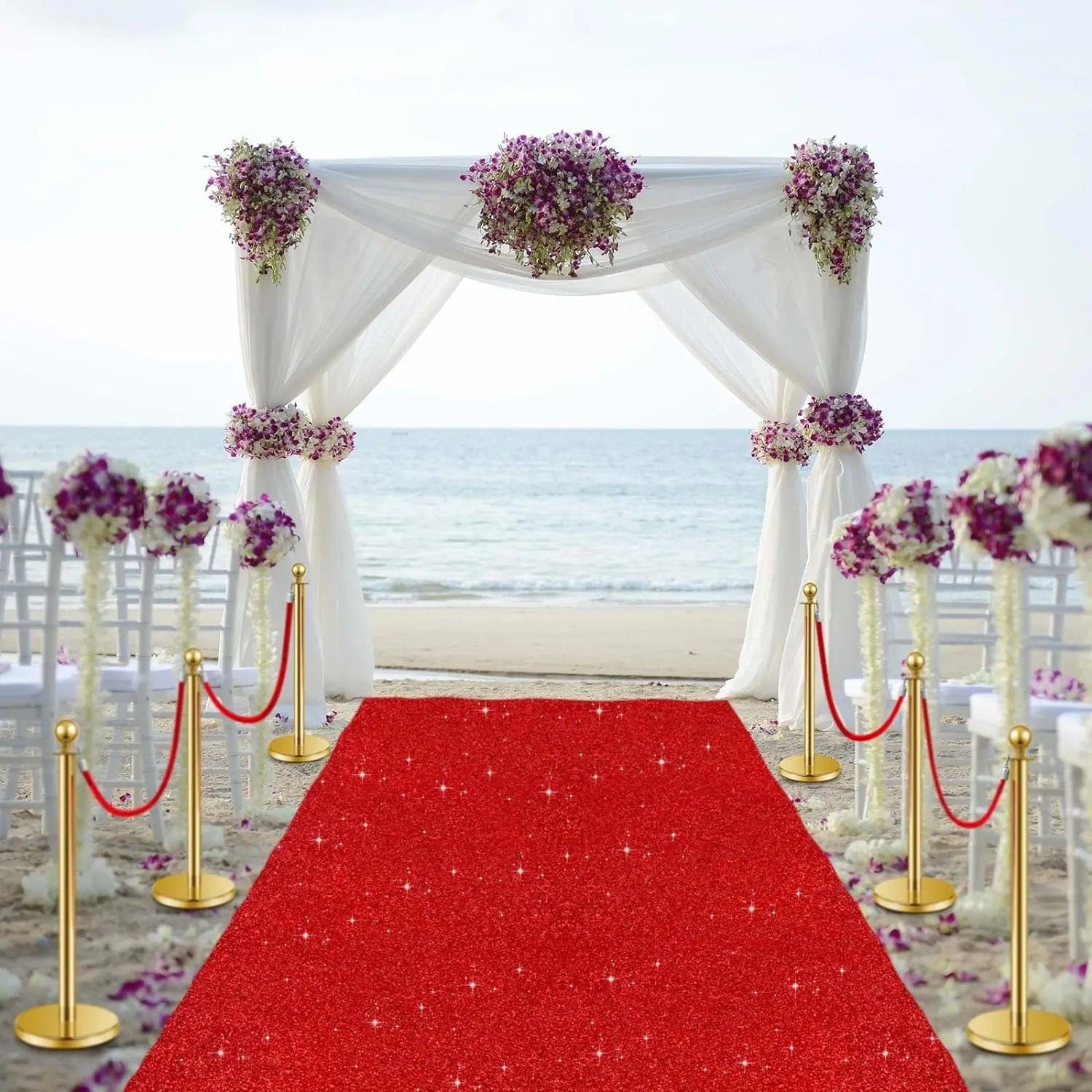 SHOWLU FASHION STORE Sparkling Red Carpet - Non Slip, Washable, Perfect for Wedding Aisles, Parties, Holiday Decorations, and Home Decor,