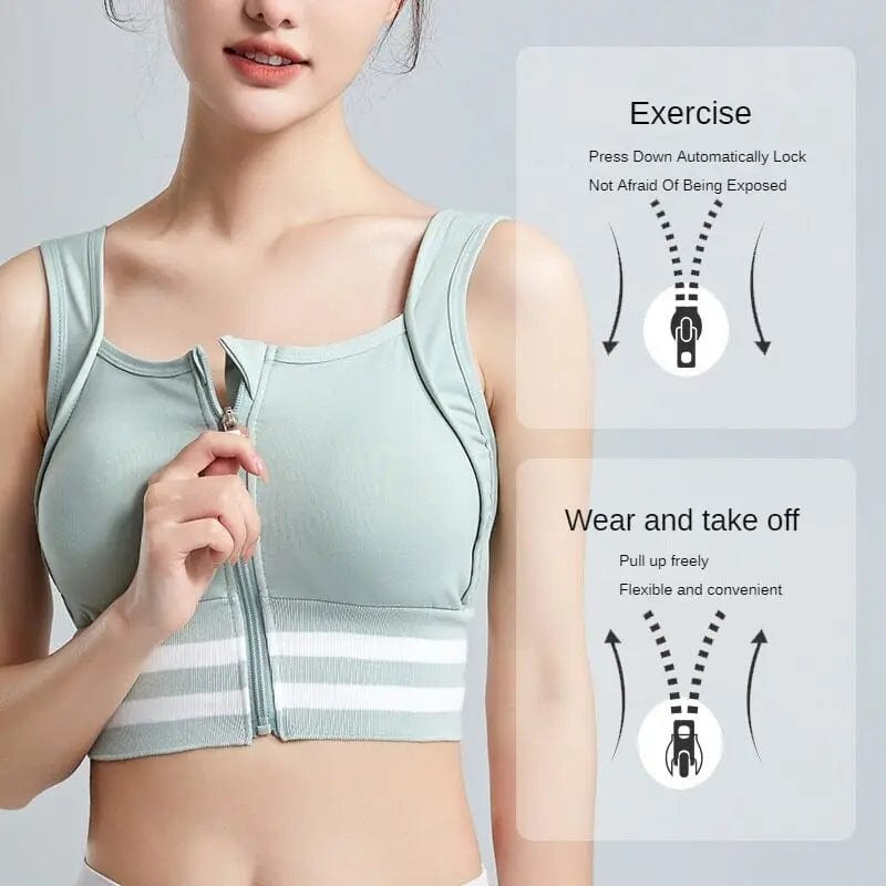 SHOWLU FASHION STORE Sports Bras Zip Front For Women With Full Coverage Removable Padded Workout Bra Shockproof Yoga Underwear Running Fitness Vest