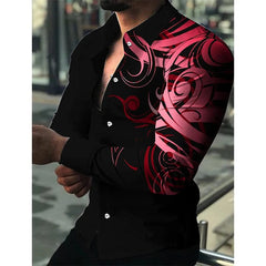 SHOWLU FASHION STORE Spring and Autumn men's cardigan, men's shirt 3D digital printed shirt, oversized men's shirt, long sleeved shirt trend design