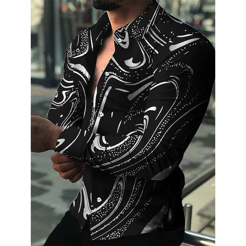 SHOWLU FASHION STORE Spring and Autumn men's cardigan, men's shirt 3D digital printed shirt, oversized men's shirt, long sleeved shirt trend design