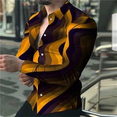 SHOWLU FASHION STORE Spring and Autumn men's cardigan, men's shirt 3D digital printed shirt, oversized men's shirt, long sleeved shirt trend design