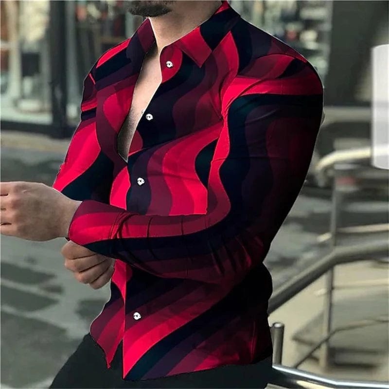 SHOWLU FASHION STORE Spring and Autumn men's cardigan, men's shirt 3D digital printed shirt, oversized men's shirt, long sleeved shirt trend design