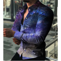 SHOWLU FASHION STORE Spring and Autumn men's cardigan, men's shirt 3D digital printed shirt, oversized men's shirt, long sleeved shirt trend design