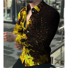 SHOWLU FASHION STORE Spring and Autumn men's cardigan, men's shirt 3D digital printed shirt, oversized men's shirt, long sleeved shirt trend design