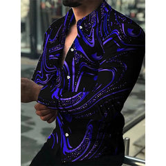 SHOWLU FASHION STORE Spring and Autumn men's cardigan, men's shirt 3D digital printed shirt, oversized men's shirt, long sleeved shirt trend design