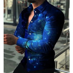 SHOWLU FASHION STORE Spring and Autumn men's cardigan, men's shirt 3D digital printed shirt, oversized men's shirt, long sleeved shirt trend design