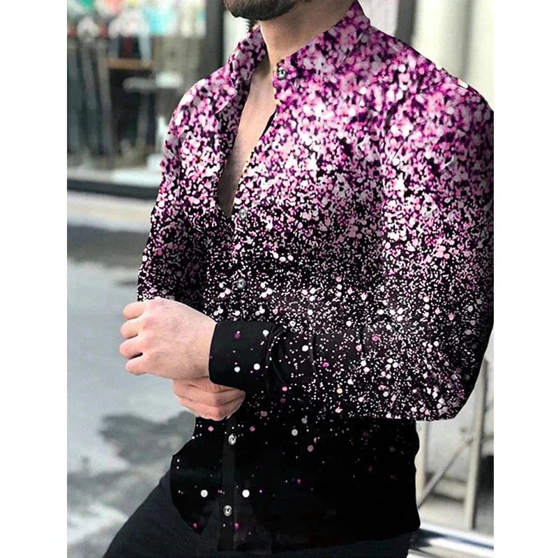 SHOWLU FASHION STORE Spring and Autumn men's cardigan, men's shirt 3D digital printed shirt, oversized men's shirt, long sleeved shirt trend design