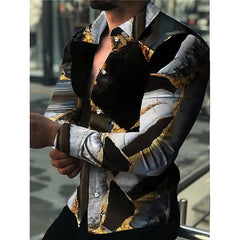 SHOWLU FASHION STORE Spring and Autumn men's cardigan, men's shirt 3D digital printed shirt, oversized men's shirt, long sleeved shirt trend design