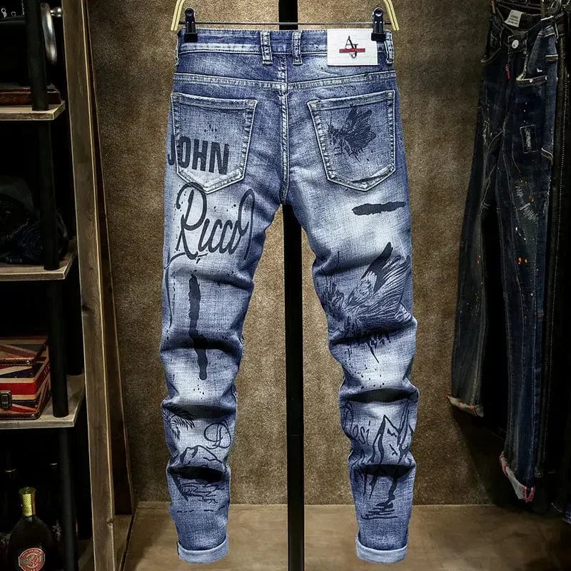  Showlu Fashion Store spring autumn cargos Men's clothing straight new Cargo slim casual original designer cowboy work Splice jeans pants Trousers