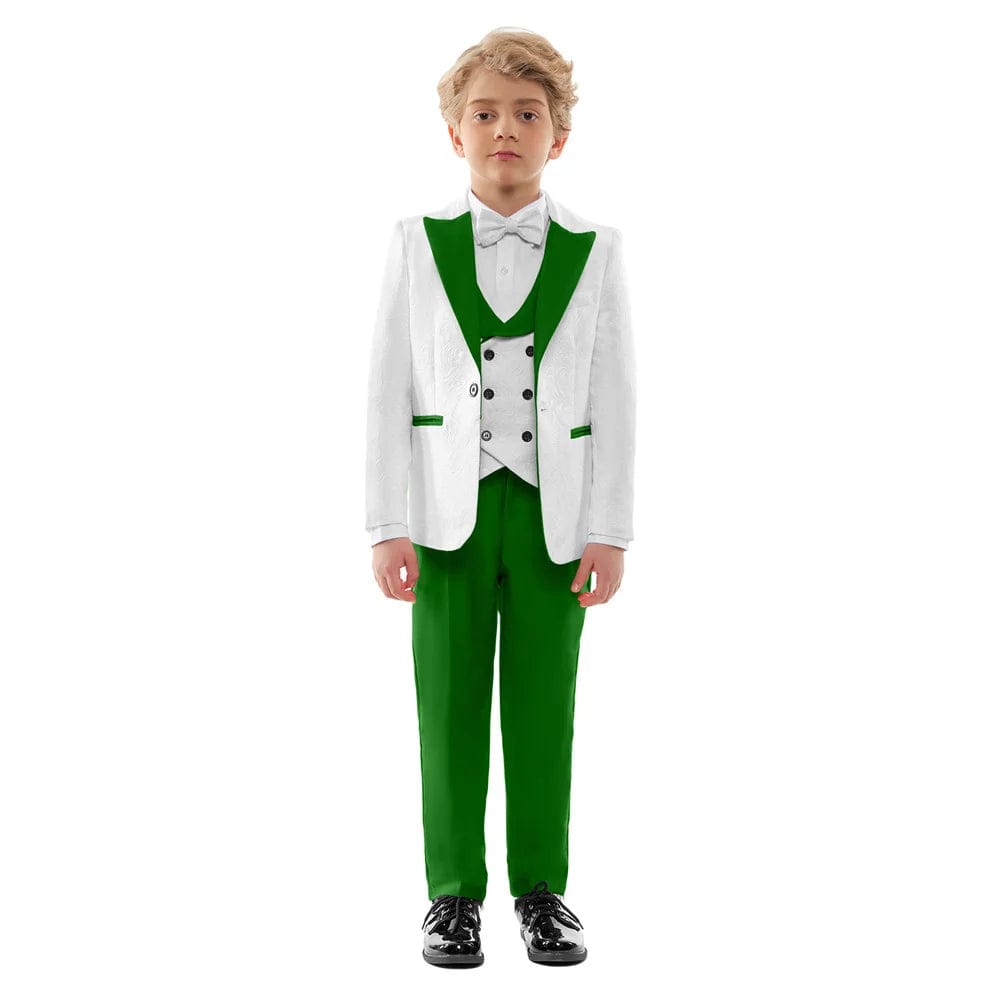  Showlu Fashion Store Spring Children's Formal Dress Suit Set Flower Boy Wedding Host Performance Party Costume Kids Blazer Pants Vest Outfit